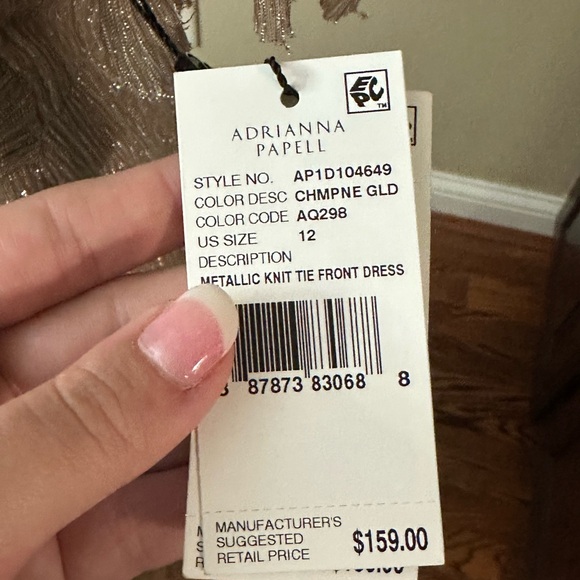 NWT Adrianna Papell Metallic Champagne Gold Dress - Picture 4 of 9